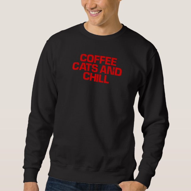 Sweatshirt Red Dit Café Chats Et Chill (Devant)