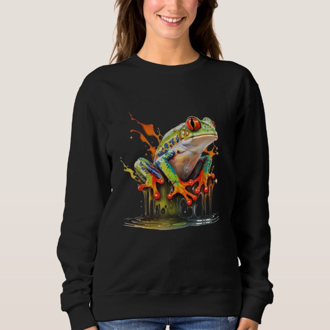 Sweatshirt Red Eyed Tree Frog Leaping Water Rainforest Amphib (Devant)