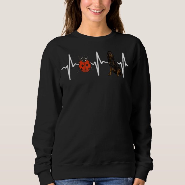 Sweatshirt Red Ladybug Gordon Setter Chien Heartbeat (Devant)