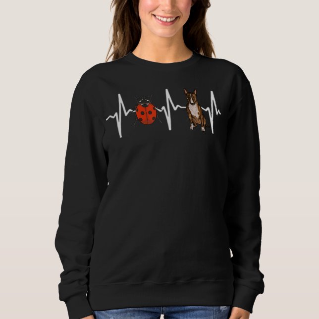 Sweatshirt Red Ladybug Miniature Bull Terrier Heartbeat Chien (Devant)