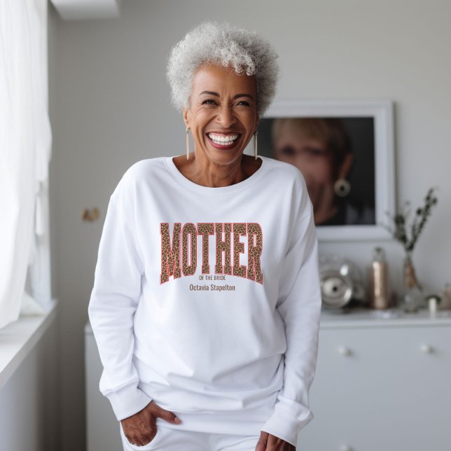 Sweatshirt Red + Leopard Print Varsity MOTHER OF THE BRIDE (Créateur téléchargé)