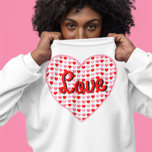 Sweatshirt Red Love Valentine Heart on Pink & Red Heart
