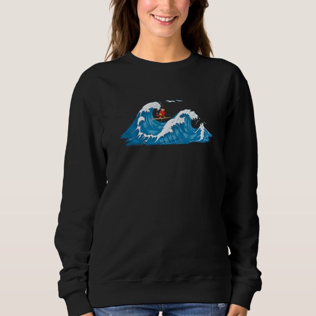 Sweatshirt Red Macaw Parrot Bird Wave Surfing (Devant)