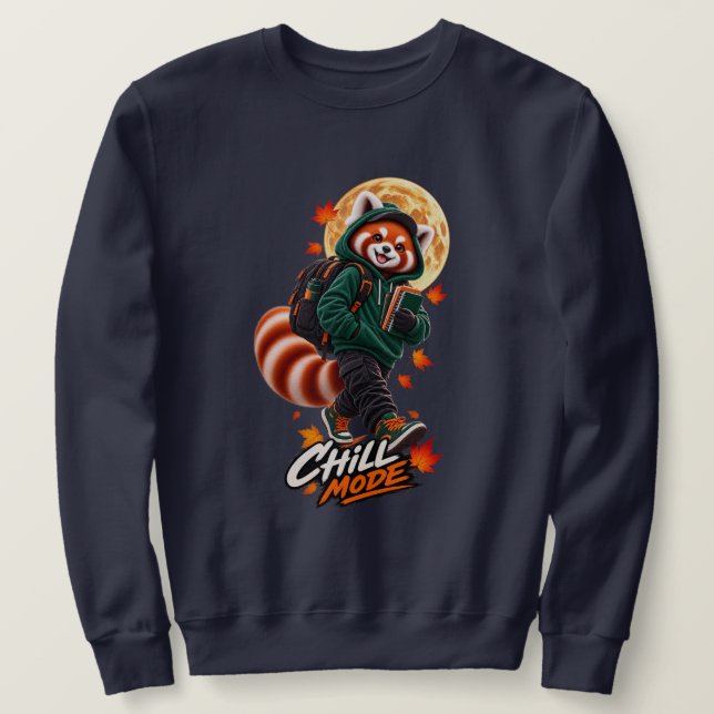 Sweatshirt Red Panda Chill Mode School Adventure (Design devant)