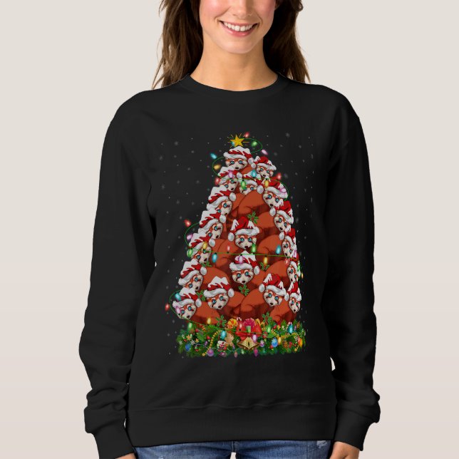 Sweatshirt Red Panda   Xmas Lights Santa Red Panda Christmas  (Devant)