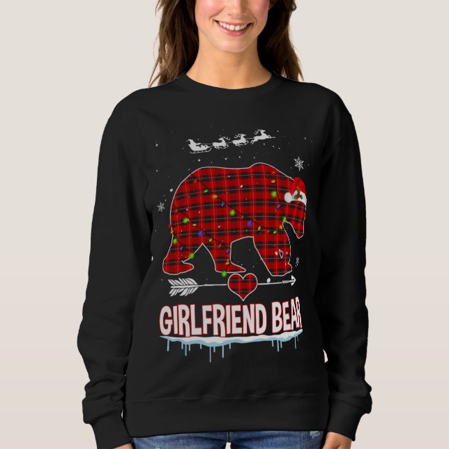 Sweatshirt Red Plaid Buffalo Girfriend Oear Pajama de Noël (Devant)