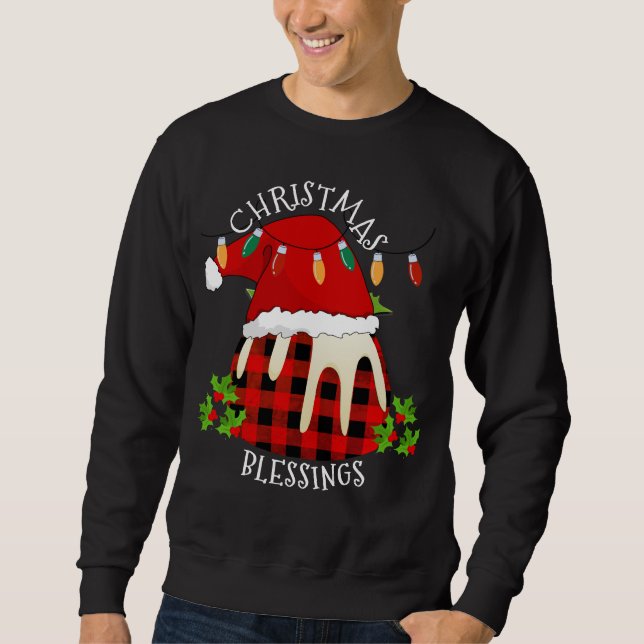 Sweatshirt Red Plaid Buffalo Père Noël Christmas Pudding (Devant)