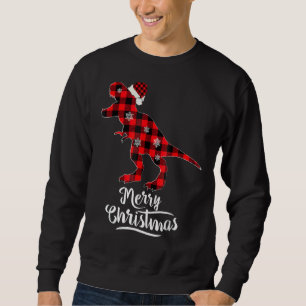 Sweatshirt Red Plaid Dinosaur Joyeux Noël Buffalo Famille