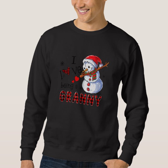 Sweatshirt Red Plaid J'Aime Être Un Grand Snowman Dabbing Ch (Devant)