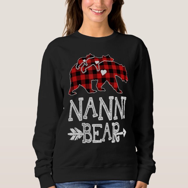 Sweatshirt Red Plaid Nanni Ours Deux Cubes Correspondant Buff (Devant)