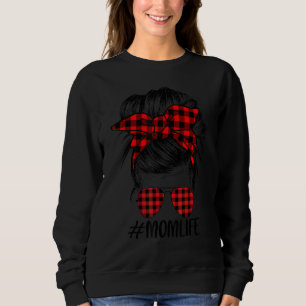 Sweatshirt Red Plaid Plaid Maman Vie Mère Bun Chaussures de s