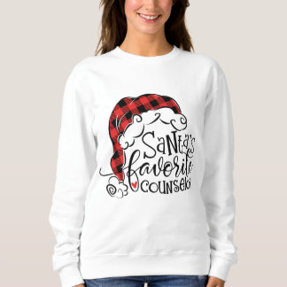 Sweatshirt Red Plaid Santas Conseiller préféré Santa Hat Chri