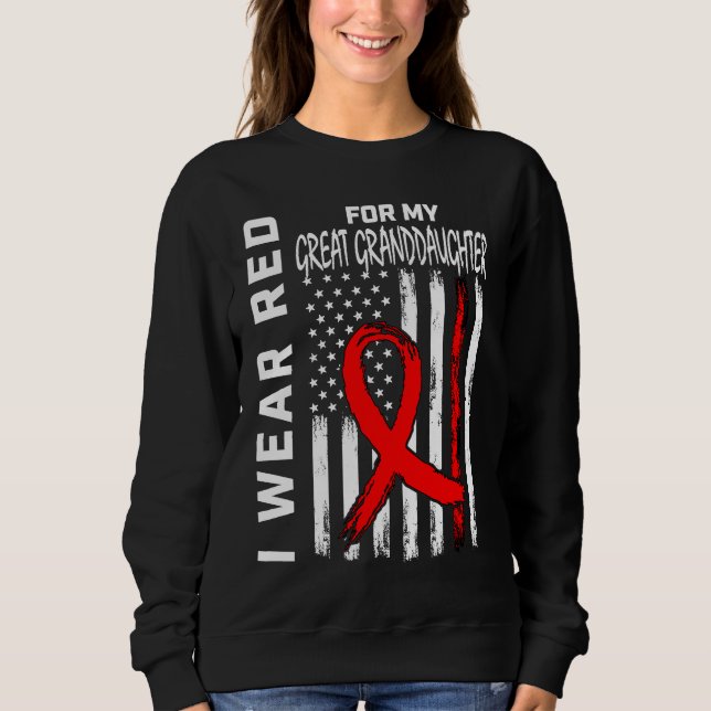 Sweatshirt Red Ribbon Great Granddaughter Heart Disease Aware (Devant)