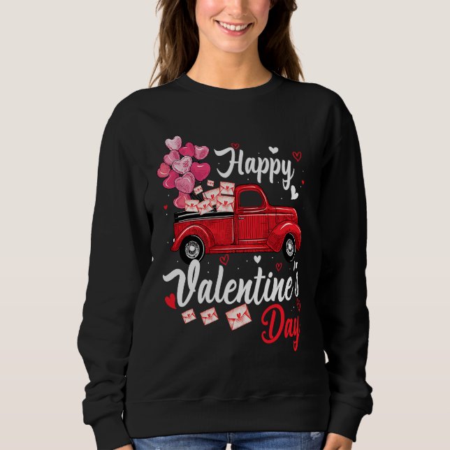 Sweatshirt Red Truck Happy Valentines Day  Couple Matching (Devant)