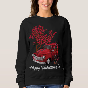 Sweatshirt Red Truck Happy Valentines Day Dobermann coeur chi
