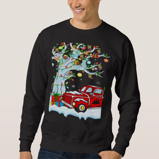 Sweatshirt Red Truck Lights Xmas Tree Snowman Red Truck Chris (Devant)