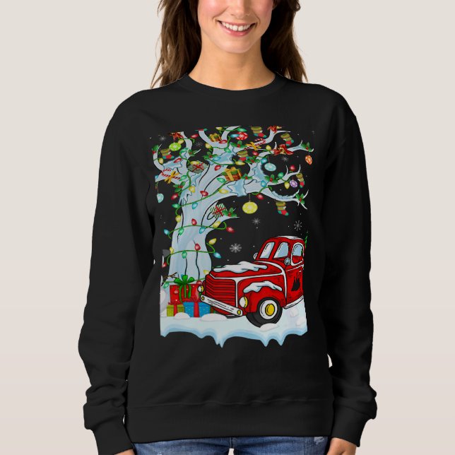 Sweatshirt Red Truck Lights Xmas Tree Snowman Red Truck Chris (Devant)
