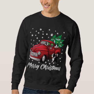 Sweatshirt Red Truck Merry Christmas Tree Boston Terrier Dog