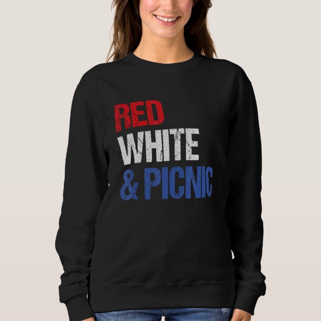 Sweatshirt Red White and Picnic  4th of July (Devant)