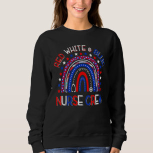Sweatshirt Red White Blue Nurw Crew 4 juillet Us Flag Rain