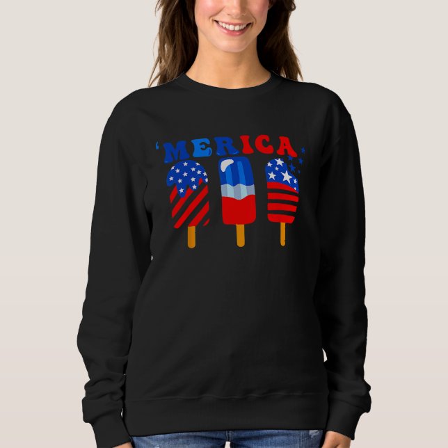 Sweatshirt Red White Blue Popsicle 4th Of July American Flag  (Devant)