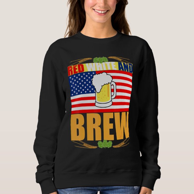 Sweatshirt Red White et Brew Patriotique américaine Merica US (Devant)