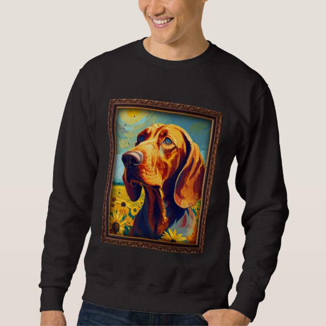 Sweatshirt Redbone Coonhound Painting Sunflower Flower Mom Wo (Devant)