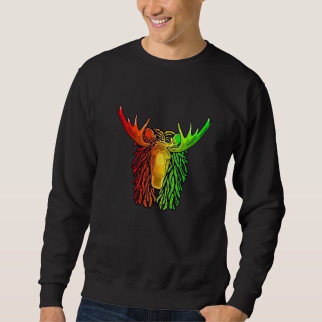 Sweatshirt Reggae Cool Moose Dreadlocks Rasta Dreads Rastafar (Devant)