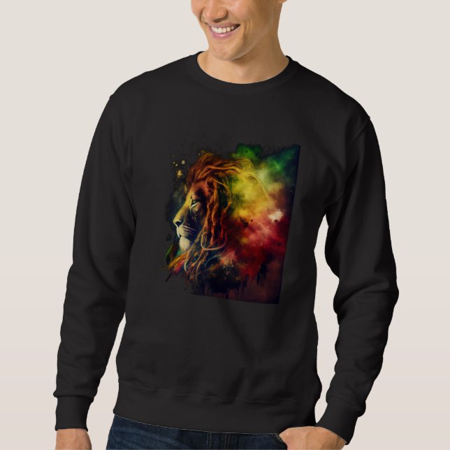 Sweatshirt Reggae Lion Rastafari Music Freedom Zion Jamaica   (Devant)