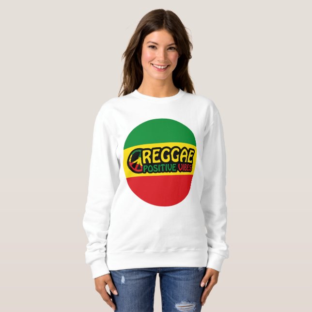 Sweatshirt Reggae Musique avec des vibes positives et drapeau (Devant entier)
