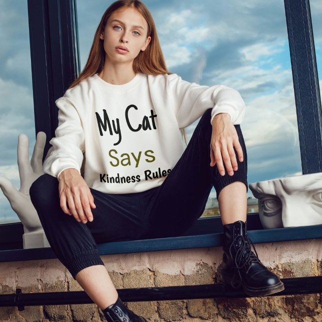 Sweatshirt Règles de bonté Cat Citation Moderne mignonne Femi (Créateur téléchargé)