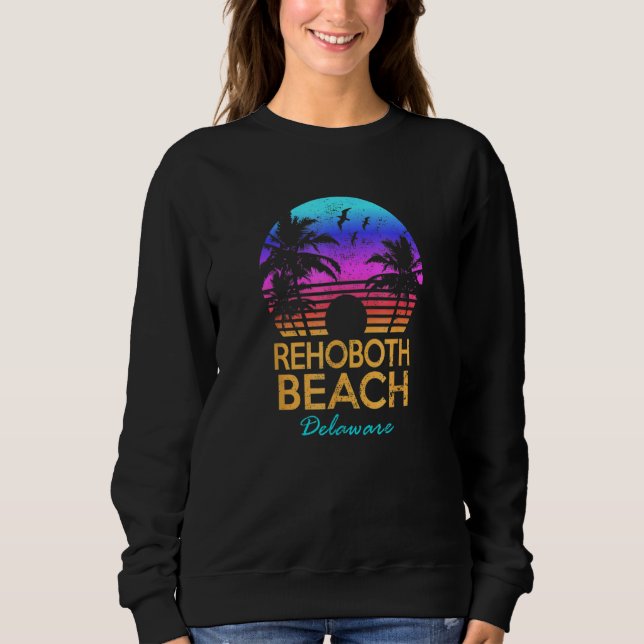 Sweatshirt Rehoboth Beach Delaware Retro Sunset Summer Vibe (Devant)