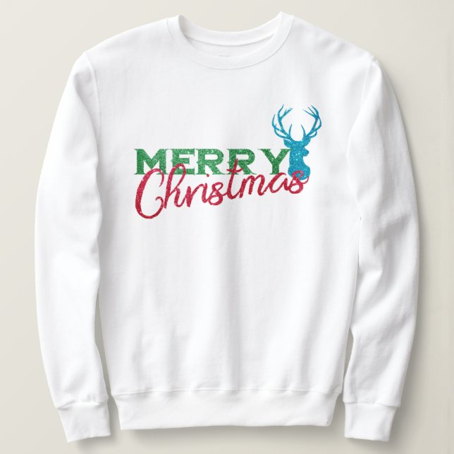 Sweatshirt Reindeer Joyeux Noël Parties scintillant Motif (Design devant)
