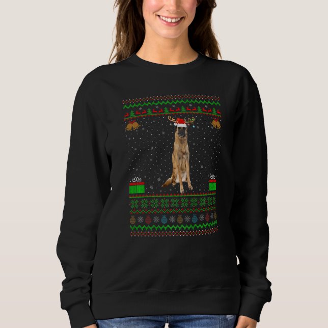 Sweatshirt Reindeer Santa Hat Correspondant Chien Malinois Vi (Devant)