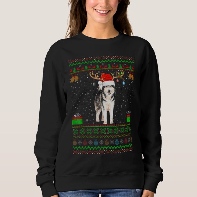Sweatshirt Reindeer Santa Hat Correspondant Malamute hideux d (Devant)