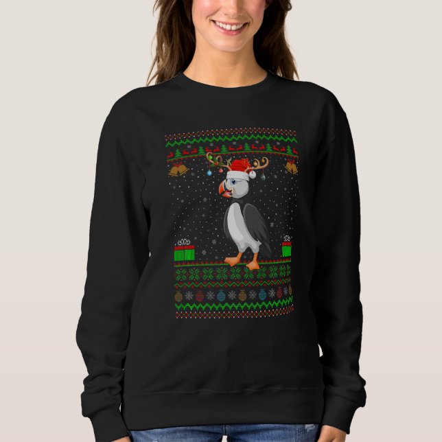 Sweatshirt Reindeer Santa Hat Correspondant Oiseau de Puffin  (Devant)