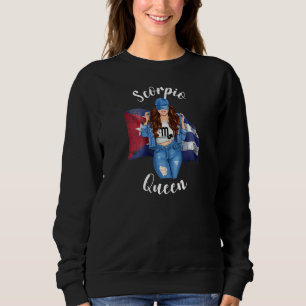 Sweatshirt Reine cubaine Scorpion drapeau de Cuba Zodiaque Sy