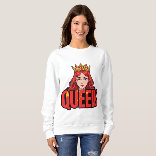 Sweatshirt Reine de dessin animé avec couronne (Devant entier)