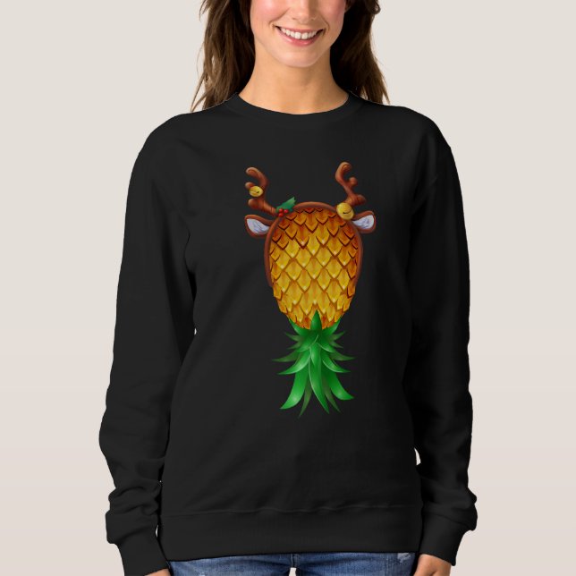Sweatshirt Remonter vers le bas Ananas Xmas Reindeer Blitze (Devant)
