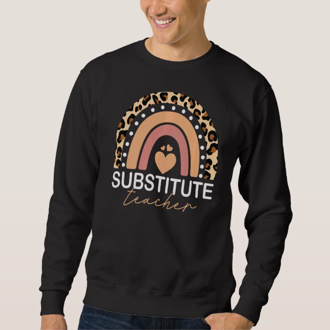 Sweatshirt Remplacer L'Enseignant Boho Arc-En-Ciel Retour À L (Devant)