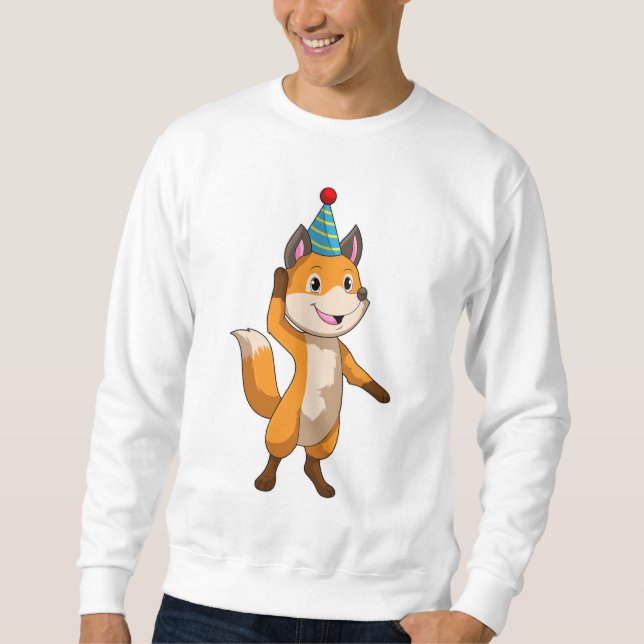 Sweatshirt Renard à la fête avec chapeau de fête (Devant)