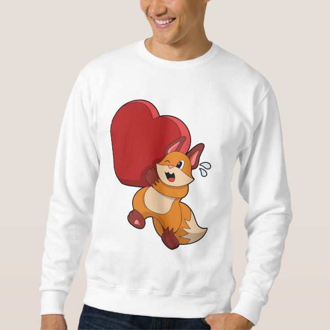 Sweatshirt Renard Amoureux au Cœur (Devant)