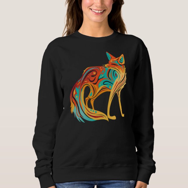 Sweatshirt Renard Animal Artistique Beau (Devant)