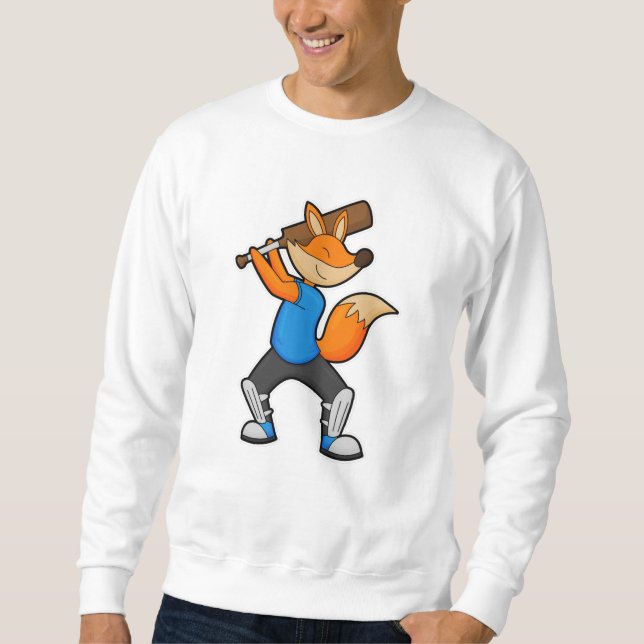 Sweatshirt Renard au cricket avec batte de cricket (Devant)
