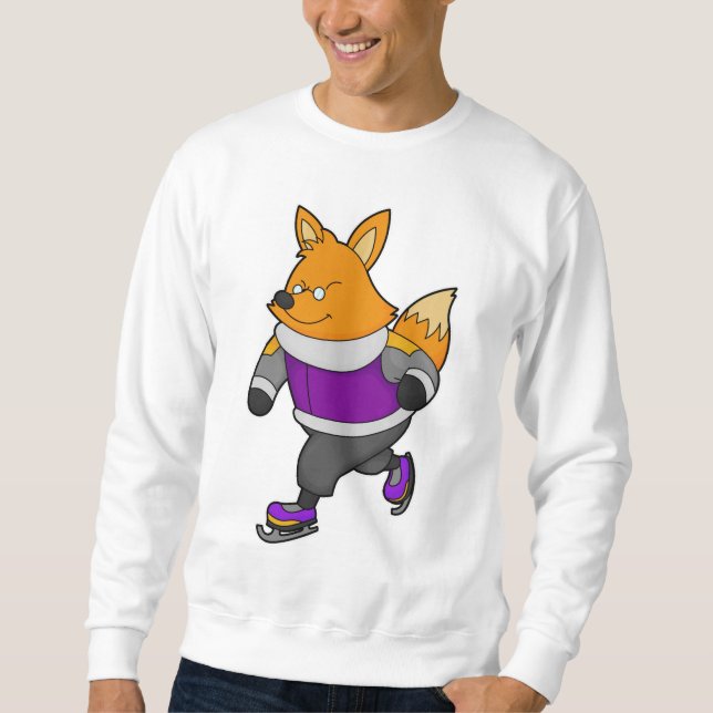 Sweatshirt Renard au patinage sur glace avec patins sur glace (Devant)