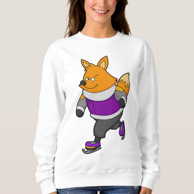 Sweatshirt Renard au patinage sur glace avec patins sur glace (Devant)