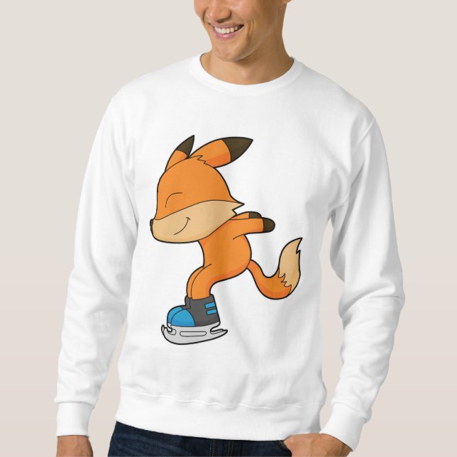 Sweatshirt Renard au patinage sur glace avec patins sur glace (Devant)
