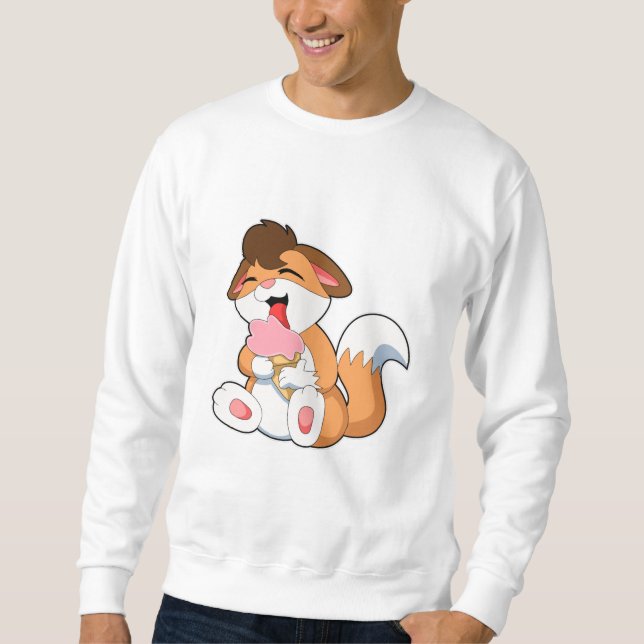 Sweatshirt Renard avec crème glacée fraise (Devant)