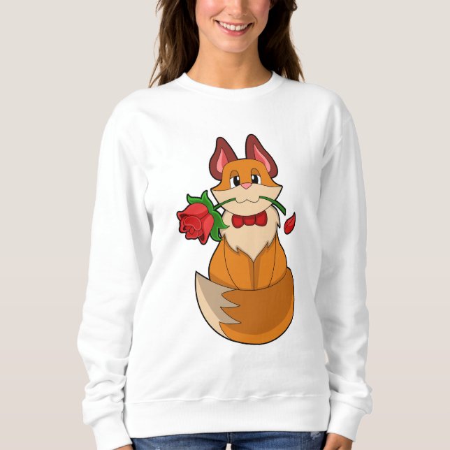 Sweatshirt Renard avec fleur Rose (Devant)