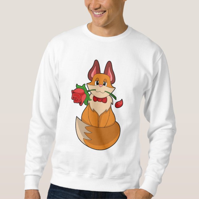 Sweatshirt Renard avec fleur Rose (Devant)